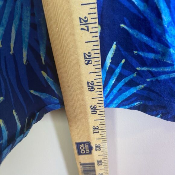 Vineyard Vines  Shirt Men 2XL Blue Floral Leaves Tropical Hawaiian Short Sleeve - Picture 8 of 11